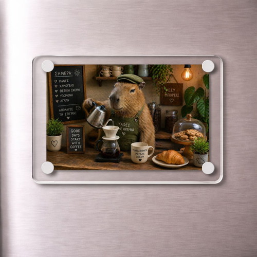 Acrylic Coffee Capybara fridge magnet new, coffee & calm vibes