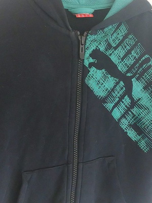 Puma kids jacket black with green, like new
