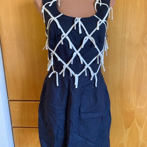 Vintage dress David Warren rayon-linen like new with unique back design