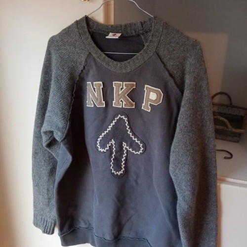NKP men's unisex sweatshirt with knitted sleeves, like new, grey