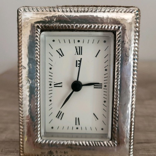 Silver 925 German table clock used with new battery