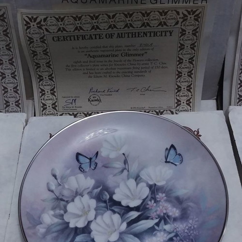Bradex Jewels of the Flowers 4-Piece Plate Set by Edwin M.Knowles new