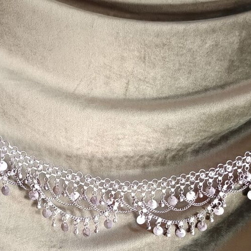 Collectible handmade tribal belly dance belt silver like new adjustable