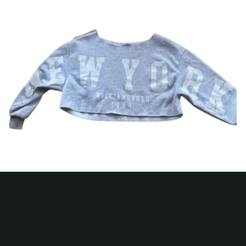 Stradivarius crop top hoodie with NY logo