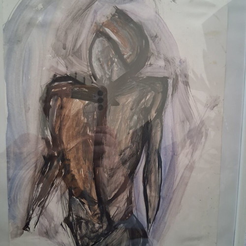 Expressionist painting "Nude" framed 30×40cm like new, signed
