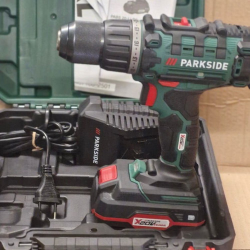 Parkside cordless screwdriver with battery and charger, new