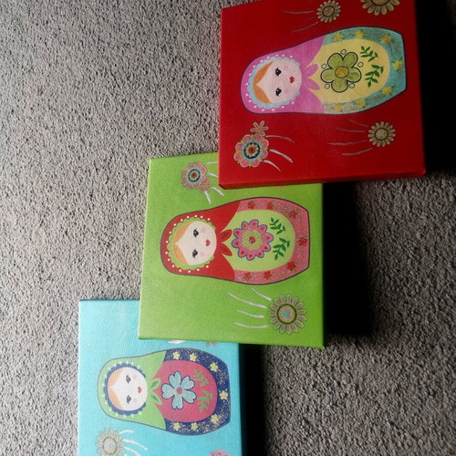 Matryoshka art prints pack of 3 new 20x20 cm
