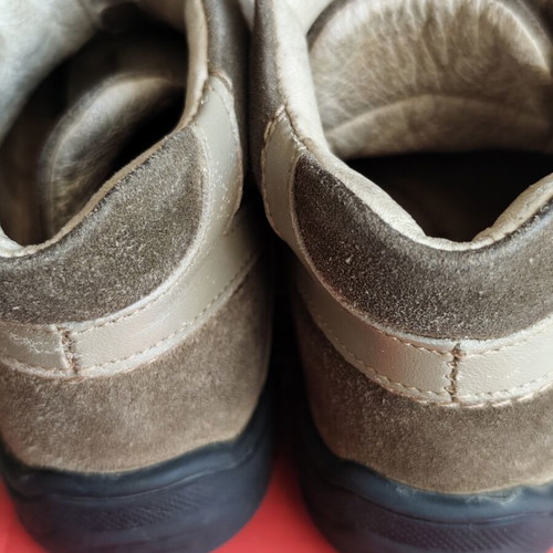 Children's leather boots size 23 used, beige and brown