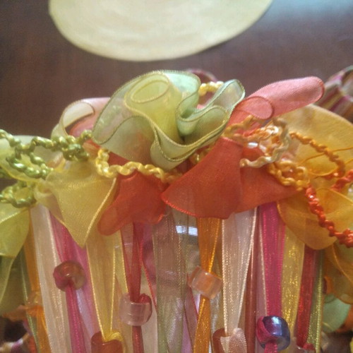 Romantic lampshade covers set of six like new, organza multi colour