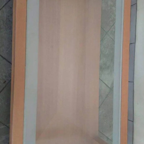 Coffee table used, solid beech wood, 2 levels with glass edges
