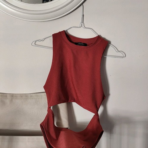 Bershka bodysuit used, size XS, red with cutout design