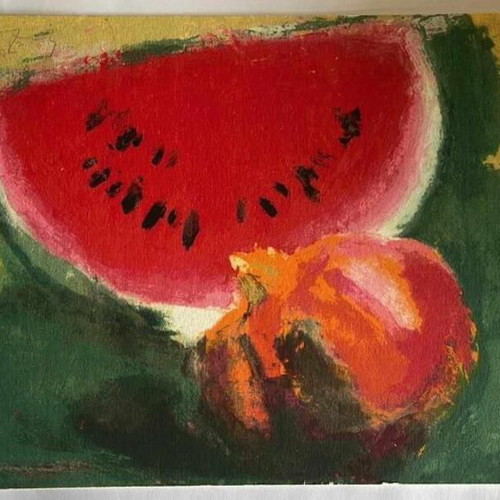 Panagiotis Tetsis Dead Nature silk screen printing new, collectible E.A. 20x25 cm