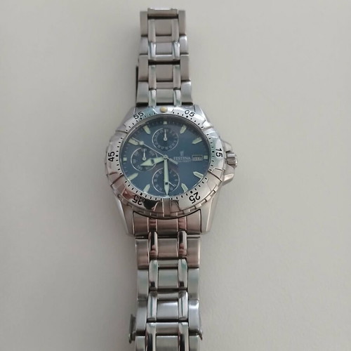 Festina men's wristwatch used, silver and blue
