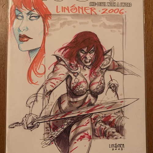 Red Sonja #1 Comic with Original Sketch by J.M.Linsner new