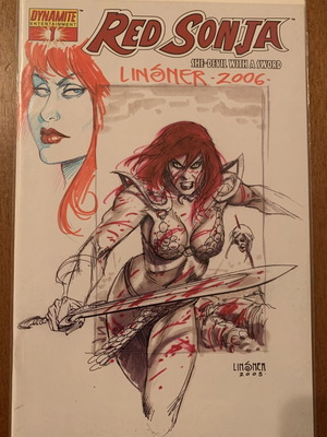 Red Sonja #1 Comic με Original Sketch από τον J.M.Linsner, καινούργιο