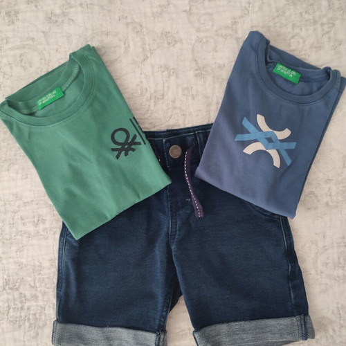Benetton kids set with two t-shirts and soft shorts for 4 years old