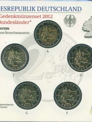 SAC Germany 2 Euro 2012 A-D-F-G-J new, Bavaria