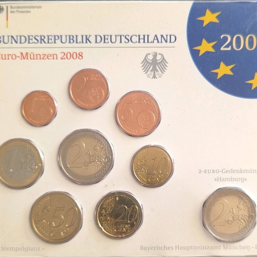 Official Germany 2008 coin set with extra 2€ souvenir sealed new