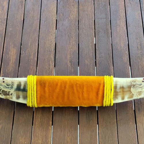 Buffalo horn with handmade dragon carving like new