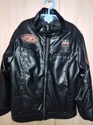 Mandarino boys' motorcycle leather jacket like new, black, 140 cm