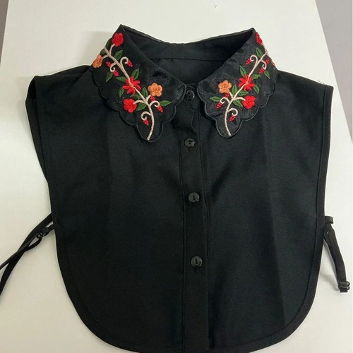 Black embroidered collar with adjustable straps