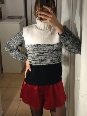90s knit sweater with turtleneck like new, tricolor