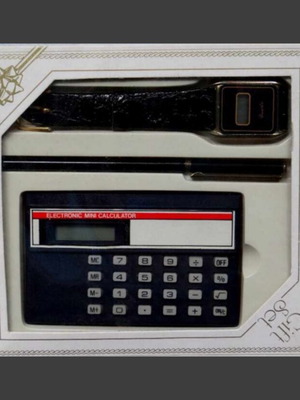 Gift set calculator, pen and wristwatch