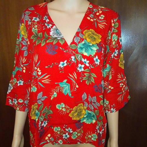 Floral top red Simple one size new