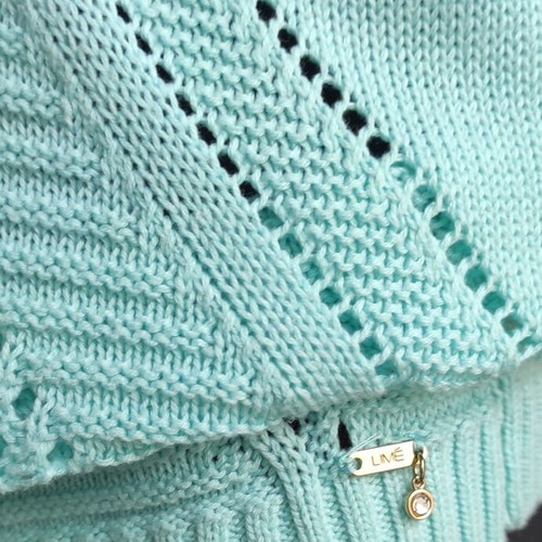 Knitted blouse turquoise like new with decorative stones size M