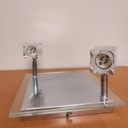 New double glass ceiling spotlight GU10 with nickel base and adjustable head