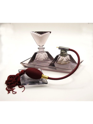 Vintage Art Deco Purple Glass Perfume Set like new