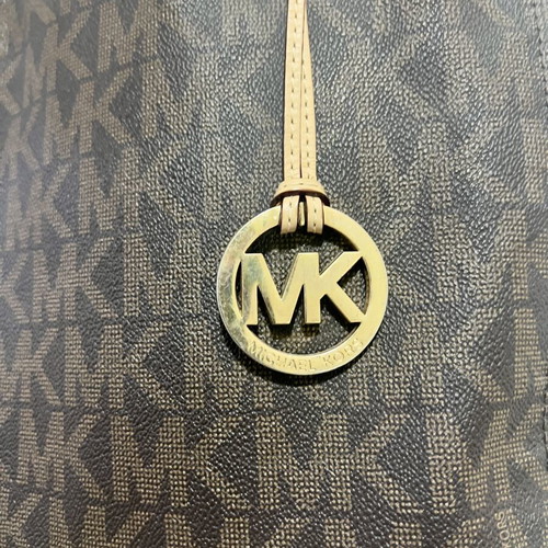 Michael Kors Tote Bag used, brown monogram with beige leather details
