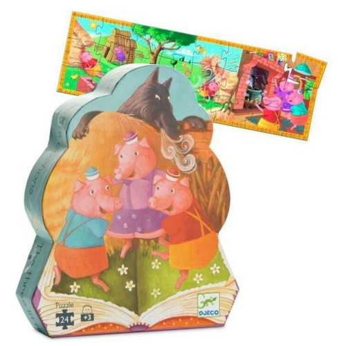 Djeco puzzle 24 pieces new, 3 little pigs