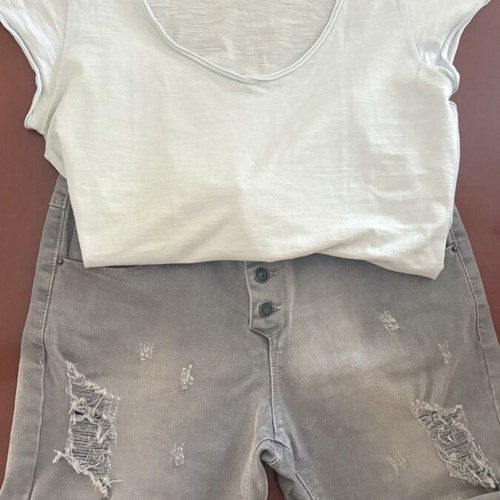 T-shirt and shorts set, size S/M, cotton and grey