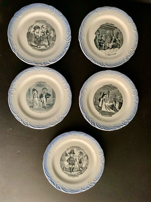 De Gien 4 used antique porcelain plates Le Langage des Fleurs