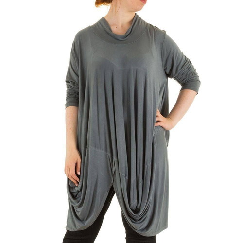Moonshine Women Grey Tunic New Made in Italy XL-3XL