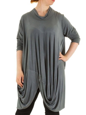 Moonshine Women Grey Tunic New Made in Italy XL-3XL