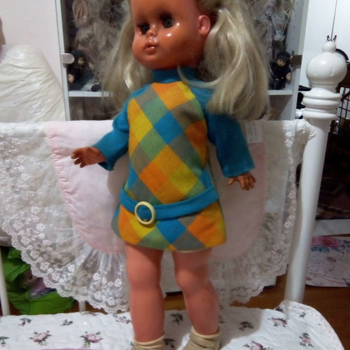Vintage doll used, 45cm, talking, from Austria