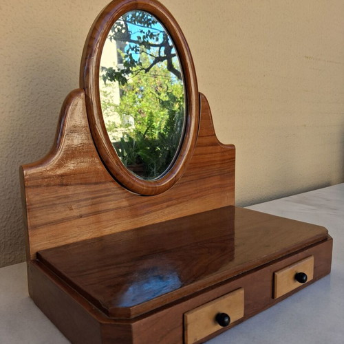 Vintage dressing table with drawers and mirror, used, 1960s