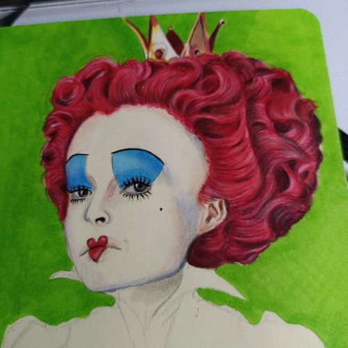 Red Queen Handmade Drawing with Colored Pencils and Markers