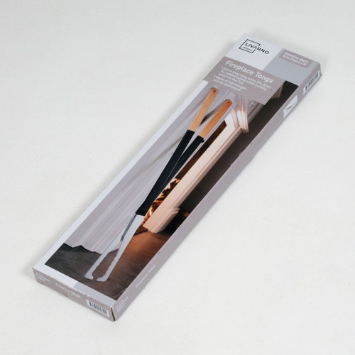 Fireplace tongs new with wooden handles and aluminum