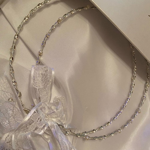 Wedding crowns new silver with pearl and clear rhinestones