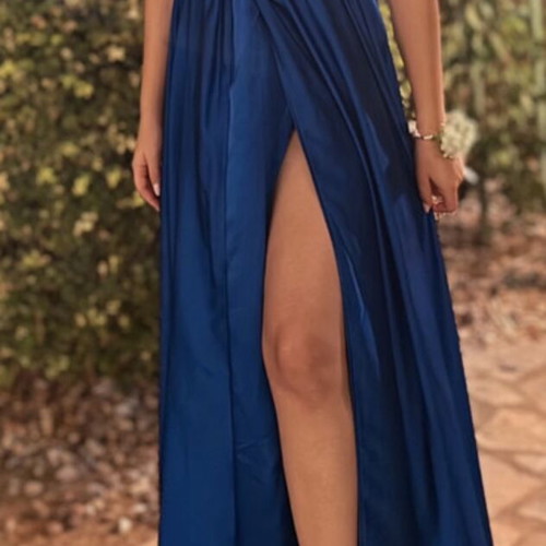 Multifunctional satin dress like new, blue