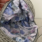 Handmade knitted crossbody bag set with wallet gray silver new