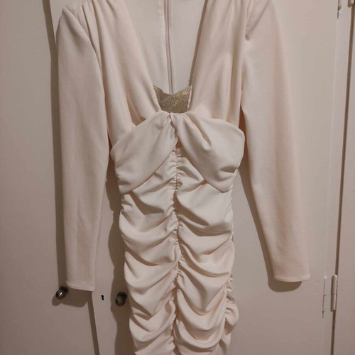 Zara dress ecru like new with gold neckline, size XS