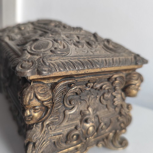 Vintage Italian metal jewelry box early 20th century