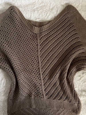 Beige sweater with holes, off-shoulder style, size S