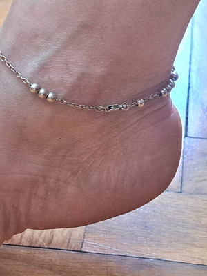 Silver Anklet 925 with 3 mm Beads like new