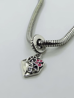Pandora Pansy Envelope Dangle Charm new, sterling silver with colorful enamel