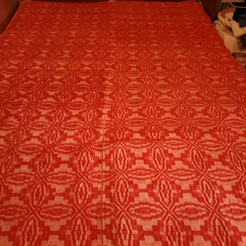 Handwoven wool blanket used, single, red, 2.18m x 1.56m
